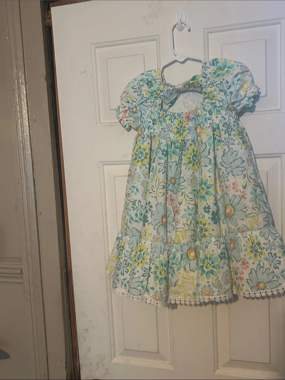 Joie Pastel Floral Smocked Dress in Light Blue, Yellow & Green